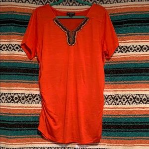 Red/orange Beaded Blouse